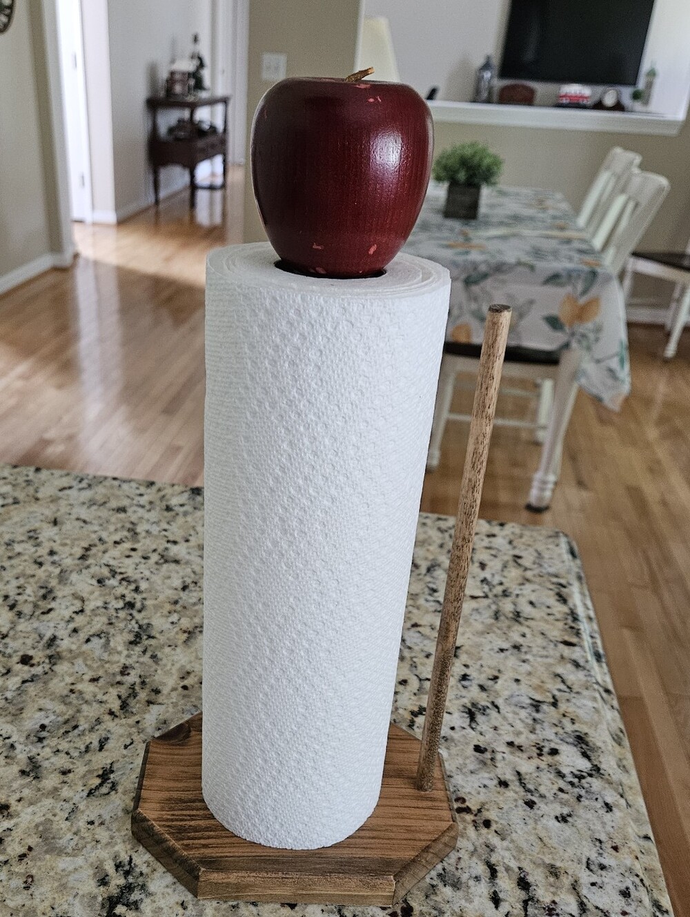 Vintage Handmade Wooden Paper Towel Holder Red Apple by Mal Spencer RI Craftsman